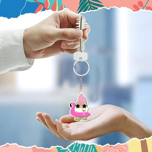 60 قطعة من سلسلة مفاتيح جنوم الصيفية على الشاطئ جنوم سحر حلقة مفاتيح أكريليك جنوم سلسلة مفاتيح للشباب البالغين ديكورات هدايا عيد الميلاد، 12 نمطًا in Kuwait