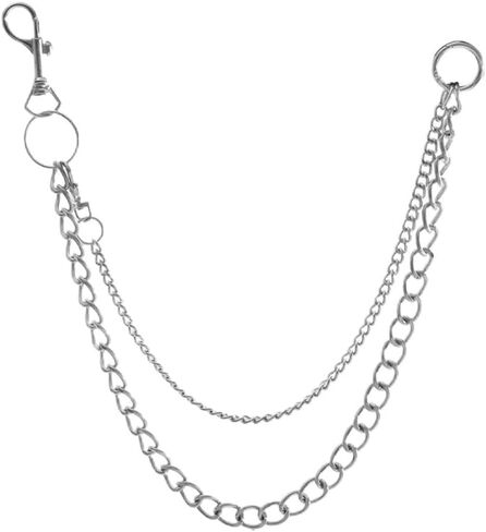 Bomine Hip Hop Pants Jean Chain Goth Punk Silver Trousers Chains Biker Heavy Thick Wallet Pocket Chains Silver Keychains Body Jewelry for Men and Women (Silver) in Kuwait
