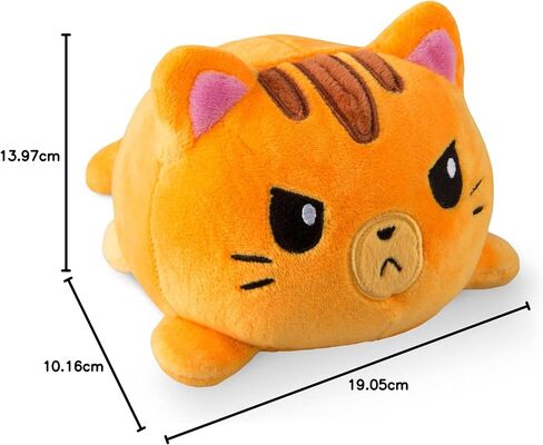 TeeTurtle - The Original Reversible Cat Plushie - Black + Gray - Cute Sensory Fidget Stuffed Animals That Show Your Mood in Kuwait