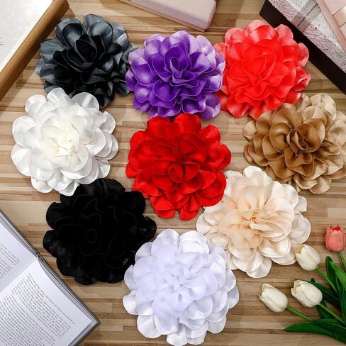 9 Pcs Flower Brooches for Women Brooch Pin 7.5 inch Large Delicate Elegant Lapel Pins for Women Satin Fabric Rose Flower Hair Clip for Dress Suit Clothes in Saudi Arabia