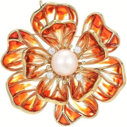 Flower Brooch for Women Girls Rhinestone Flower Brooch Pin 18k Gold Plated Flower Brooch Lapel Pin Jewelry Thanksgiving Day Birthday Wedding Gifts for Mom Wife in Kuwait