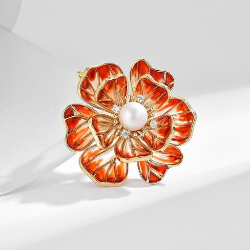 Flower Brooch for Women Girls Rhinestone Flower Brooch Pin 18k Gold Plated Flower Brooch Lapel Pin Jewelry Thanksgiving Day Birthday Wedding Gifts for Mom Wife in Kuwait