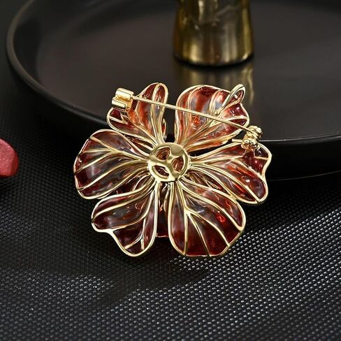 Flower Brooch for Women Girls Rhinestone Flower Brooch Pin 18k Gold Plated Flower Brooch Lapel Pin Jewelry Thanksgiving Day Birthday Wedding Gifts for Mom Wife in Kuwait
