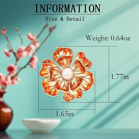Flower Brooch for Women Girls Rhinestone Flower Brooch Pin 18k Gold Plated Flower Brooch Lapel Pin Jewelry Thanksgiving Day Birthday Wedding Gifts for Mom Wife in Kuwait