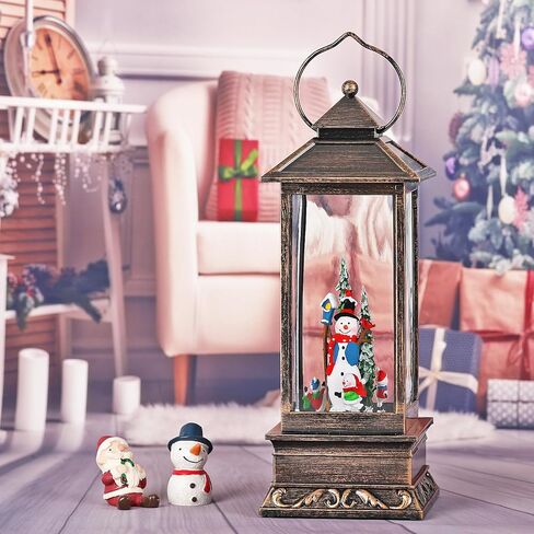 فانوس عيد الميلاد سنو غلوب، كرة ثلج دوارة، USB/بطارية تعمل زينة عيد الميلاد لديكور المنزل والهدايا in Kuwait