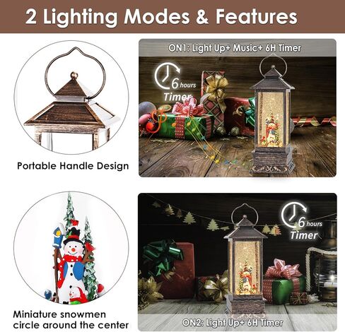 فانوس عيد الميلاد سنو غلوب، كرة ثلج دوارة، USB/بطارية تعمل زينة عيد الميلاد لديكور المنزل والهدايا in Kuwait