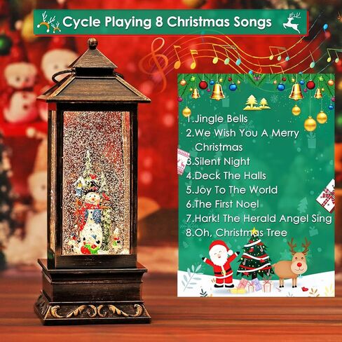 فانوس عيد الميلاد سنو غلوب، كرة ثلج دوارة، USB/بطارية تعمل زينة عيد الميلاد لديكور المنزل والهدايا in Kuwait