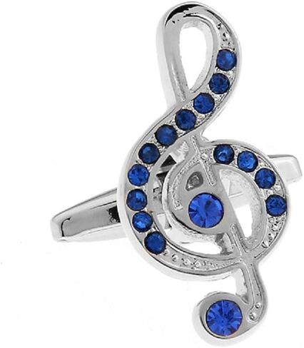 Treble Clef Blue Crystals Music Note Pair Cufflinks in a Presentation Gift Box & Polishing Cloth in Saudi Arabia