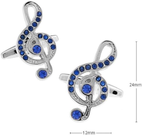 Treble Clef Blue Crystals Music Note Pair Cufflinks in a Presentation Gift Box & Polishing Cloth in Saudi Arabia
