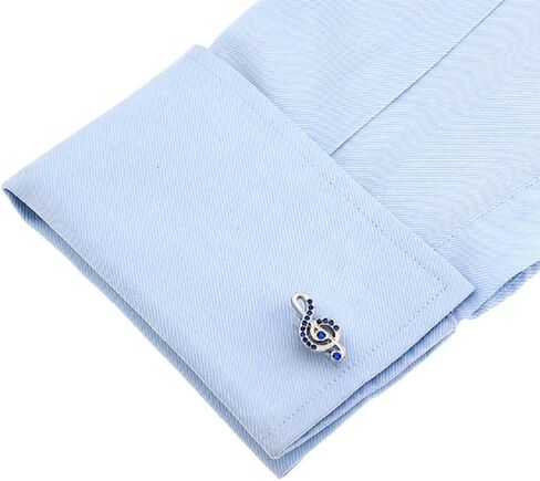 Treble Clef Blue Crystals Music Note Pair Cufflinks in a Presentation Gift Box & Polishing Cloth in Saudi Arabia