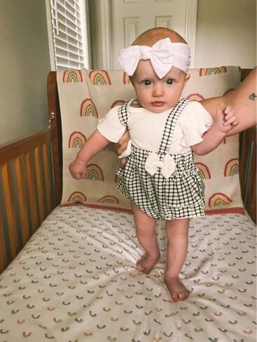 Infant Baby Girls Summer Clothes Playsuits Ruffled Bodysuit+Headband Fly Sleeve Romper Jumpsuit Outfits in Kuwait