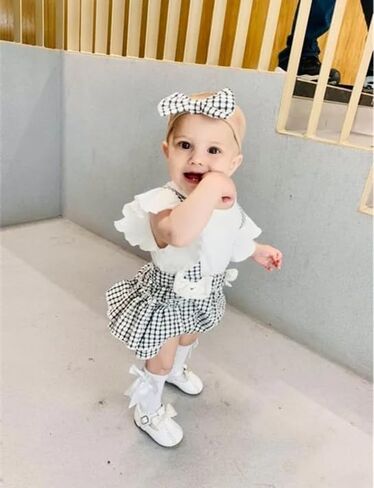 Infant Baby Girls Summer Clothes Playsuits Ruffled Bodysuit+Headband Fly Sleeve Romper Jumpsuit Outfits in Kuwait