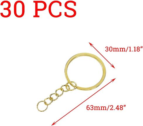30 قطعة من حلقات المفاتيح لسلاسل المفاتيح الحرفية سلاسل المفاتيح بالجملة لسلاسل المفاتيح DIY، ملحقات الحقائب، المعلقات 2.48 بوصة × 1.18 بوصة سلسلة مفاتيح ذهبية كبيرة in Saudi Arabia