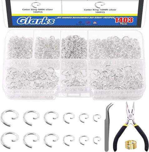 Glarks 1403Pcs 10mm 5mm 4mm 7mm 8mm Open Jump Rings Kit, Iron Round Ring Connectors Nickel Free Sliver O Rings for Jewelry Making Connectors and Necklace Repair in Saudi Arabia