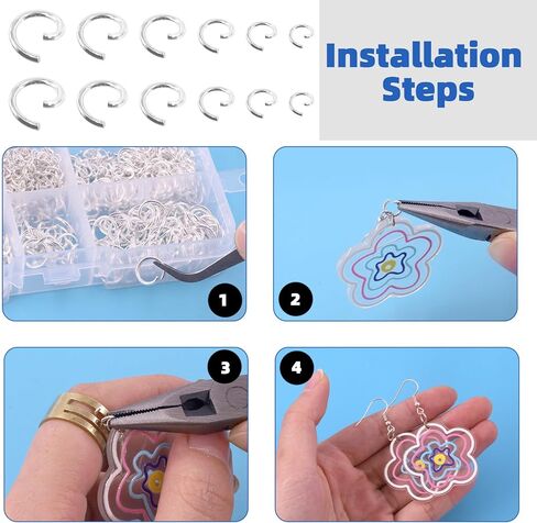 Glarks 1403Pcs 10mm 5mm 4mm 7mm 8mm Open Jump Rings Kit, Iron Round Ring Connectors Nickel Free Sliver O Rings for Jewelry Making Connectors and Necklace Repair in Saudi Arabia