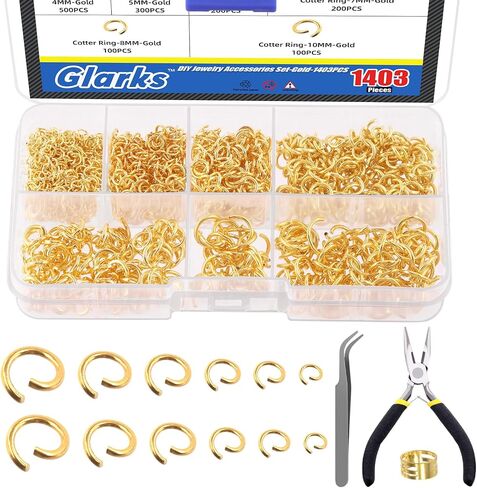 Glarks 1403Pcs 10mm 5mm 4mm 7mm 8mm Open Jump Rings Kit, Iron Round Ring Connectors Nickel Free Sliver O Rings for Jewelry Making Connectors and Necklace Repair in Saudi Arabia