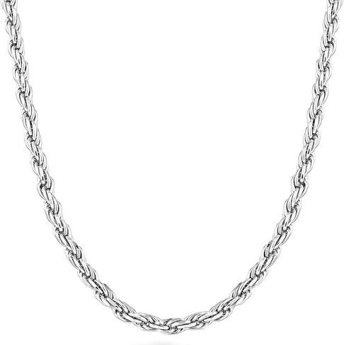 Verona Jewelers 925 Sterling Silver Necklace Men's Diamond-Cut Rope Chain 3.3MM- Solid 925 Italian Necklace, Men and Women, Silver chain Necklace, Silver Jewelry made in italy in Saudi Arabia