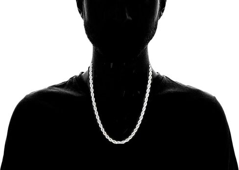 Verona Jewelers 925 Sterling Silver Necklace Men's Diamond-Cut Rope Chain 3.3MM- Solid 925 Italian Necklace, Men and Women, Silver chain Necklace, Silver Jewelry made in italy in Saudi Arabia