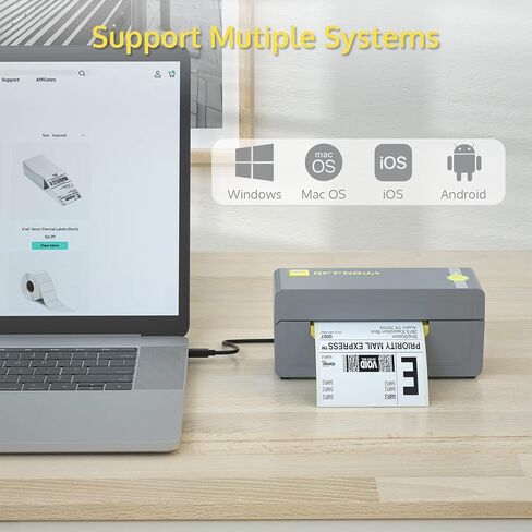 طابعة ملصقات الشحن اللاسلكية OFFNOVA، طابعة ملصقات حرارية بلوتوث 200 مم/ثانية، تدعم محطة الشحن، Etsy، UPS، Ebay - طابعة تجارية من الدرجة 4x6 in Kuwait