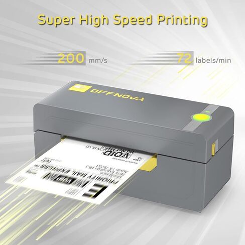 طابعة ملصقات الشحن اللاسلكية OFFNOVA، طابعة ملصقات حرارية بلوتوث 200 مم/ثانية، تدعم محطة الشحن، Etsy، UPS، Ebay - طابعة تجارية من الدرجة 4x6 in Kuwait
