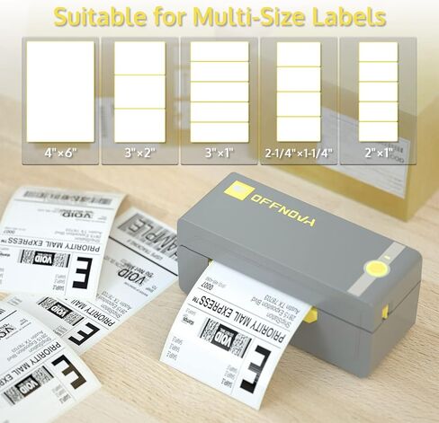 طابعة ملصقات الشحن اللاسلكية OFFNOVA، طابعة ملصقات حرارية بلوتوث 200 مم/ثانية، تدعم محطة الشحن، Etsy، UPS، Ebay - طابعة تجارية من الدرجة 4x6 in Kuwait