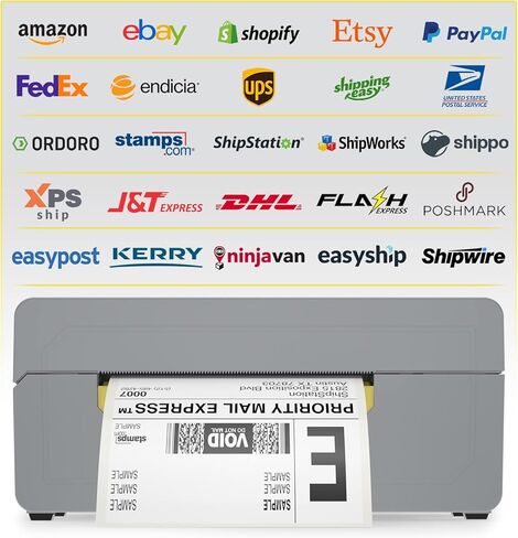 طابعة ملصقات الشحن اللاسلكية OFFNOVA، طابعة ملصقات حرارية بلوتوث 200 مم/ثانية، تدعم محطة الشحن، Etsy، UPS، Ebay - طابعة تجارية من الدرجة 4x6 in Kuwait