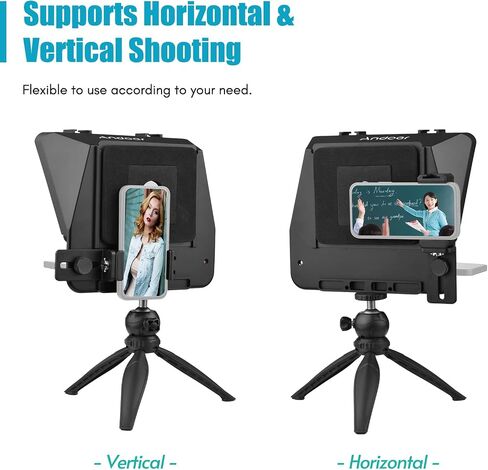 Andoer A10 المحمولة للهواتف الذكية DSLR مجموعة أدوات الملقن مع حامل الهاتف LED ملء ضوء سطح المكتب حامل ثلاثي القوائم للتحكم عن بعد لتسجيل الفيديو Vlog البث المباشر للمقابلة وعرض المسرح in Saudi Arabia