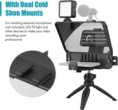 Andoer A10 المحمولة للهواتف الذكية DSLR مجموعة أدوات الملقن مع حامل الهاتف LED ملء ضوء سطح المكتب حامل ثلاثي القوائم للتحكم عن بعد لتسجيل الفيديو Vlog البث المباشر للمقابلة وعرض المسرح in Saudi Arabia