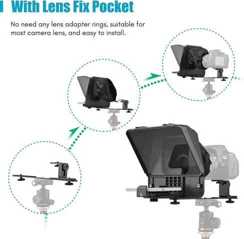 Andoer A10 المحمولة للهواتف الذكية DSLR مجموعة أدوات الملقن مع حامل الهاتف LED ملء ضوء سطح المكتب حامل ثلاثي القوائم للتحكم عن بعد لتسجيل الفيديو Vlog البث المباشر للمقابلة وعرض المسرح in Saudi Arabia