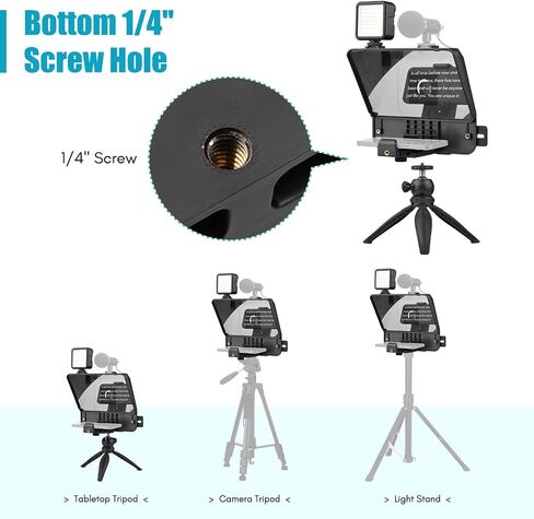 Andoer A10 المحمولة للهواتف الذكية DSLR مجموعة أدوات الملقن مع حامل الهاتف LED ملء ضوء سطح المكتب حامل ثلاثي القوائم للتحكم عن بعد لتسجيل الفيديو Vlog البث المباشر للمقابلة وعرض المسرح in Saudi Arabia