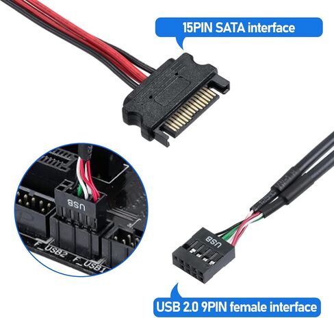 موزع USB داخلي 9 سنون، 4 منافذ USB 2.0 داخلية مع وصلة طاقة SATA لوحدة المعالجة المركزية وجهاز استقبال WiFi ومروحة تبريد وإضاءة RGB وملحق USB Hub للوحة الأم in Kuwait