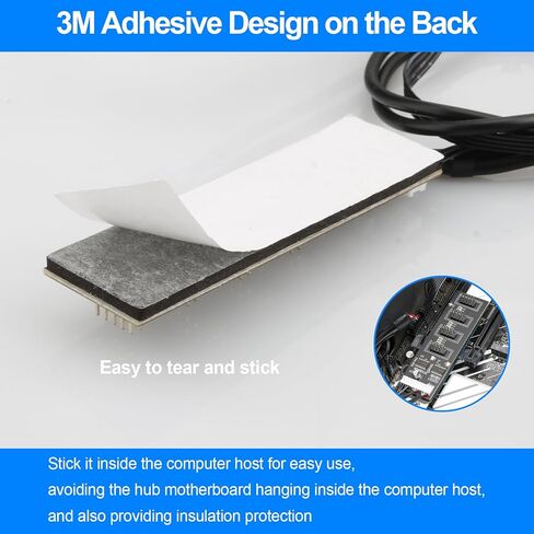 موزع USB داخلي 9 سنون، 4 منافذ USB 2.0 داخلية مع وصلة طاقة SATA لوحدة المعالجة المركزية وجهاز استقبال WiFi ومروحة تبريد وإضاءة RGB وملحق USB Hub للوحة الأم in Kuwait