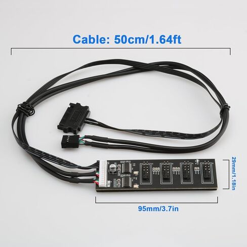 موزع USB داخلي 9 سنون، 4 منافذ USB 2.0 داخلية مع وصلة طاقة SATA لوحدة المعالجة المركزية وجهاز استقبال WiFi ومروحة تبريد وإضاءة RGB وملحق USB Hub للوحة الأم in Kuwait