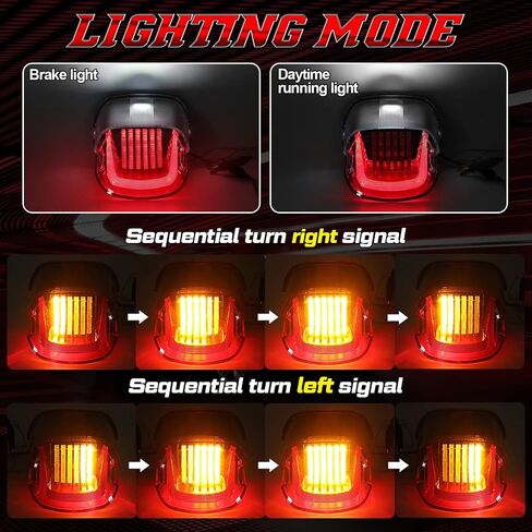 AMONLY LED Tail Light Compatible with Harley Sportster Dyna Softail Touring Road Glide Road King Electra, DOT Approved [Hover U Design], Smoked Lens in Saudi Arabia