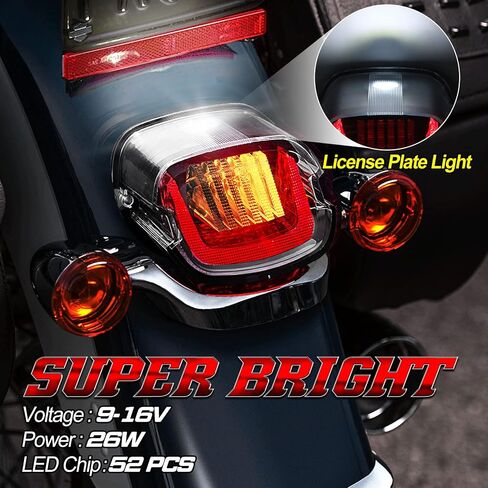 AMONLY LED Tail Light Compatible with Harley Sportster Dyna Softail Touring Road Glide Road King Electra, DOT Approved [Hover U Design], Smoked Lens in Saudi Arabia
