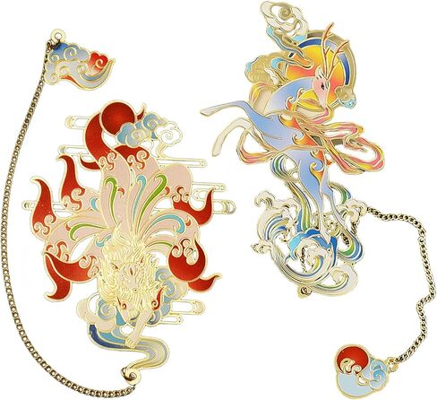 2 Pcs Animal Bookmarks Fantasy Inspired Metal Bookmarks,Ideal Charm Bookmark for Women,Men and Anime Lovers (Deer and Fox) in Kuwait