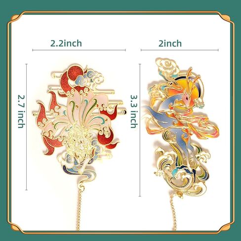 2 Pcs Animal Bookmarks Fantasy Inspired Metal Bookmarks,Ideal Charm Bookmark for Women,Men and Anime Lovers (Deer and Fox) in Kuwait