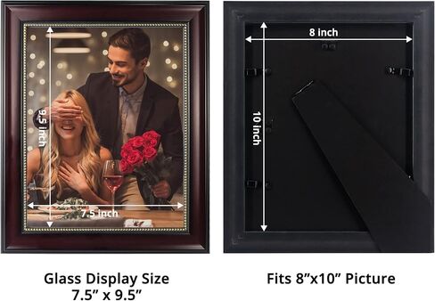 GraduatePro 8x10 Picture Frame for Tabletop Display and Wall Mounting Wooden 2 Pieces Mahogany with Gold Beaded Collage Brown in Saudi Arabia