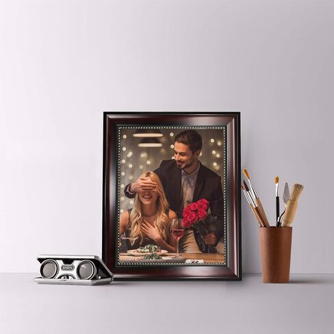 GraduatePro 8x10 Picture Frame for Tabletop Display and Wall Mounting Wooden 2 Pieces Mahogany with Gold Beaded Collage Brown in Saudi Arabia