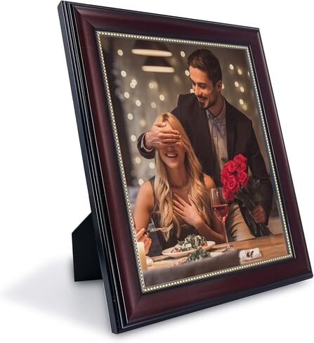 GraduatePro 8x10 Picture Frame for Tabletop Display and Wall Mounting Wooden 2 Pieces Mahogany with Gold Beaded Collage Brown in Saudi Arabia