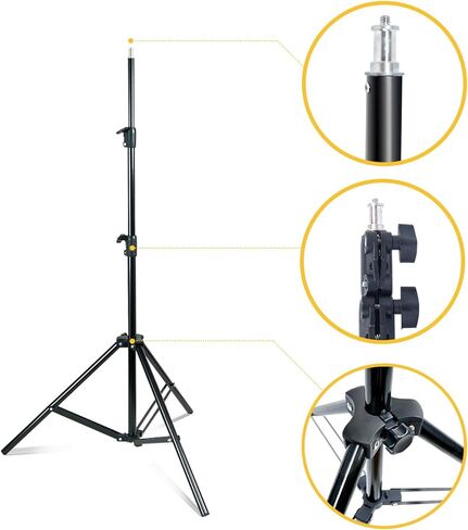 LimoStudio قطعتان من حامل إضاءة استوديو التصوير الفوتوغرافي AC، حامل مصباح واحد وحوامل إضاءة قابلة للتعديل، حوامل ثلاثية خفيفة الوزن تصمد AGG2946 in Kuwait