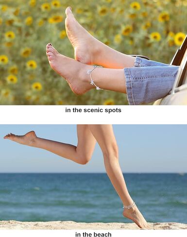 20 قطعة قابل للتعديل سلسلة القدم الشاطئ خلخال سوار الكاحل سلاسل القدم مجموعة مجوهرات للنساء الفتيات (الفضة) in Kuwait