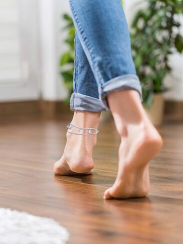 20 قطعة قابل للتعديل سلسلة القدم الشاطئ خلخال سوار الكاحل سلاسل القدم مجموعة مجوهرات للنساء الفتيات (الفضة) in Kuwait