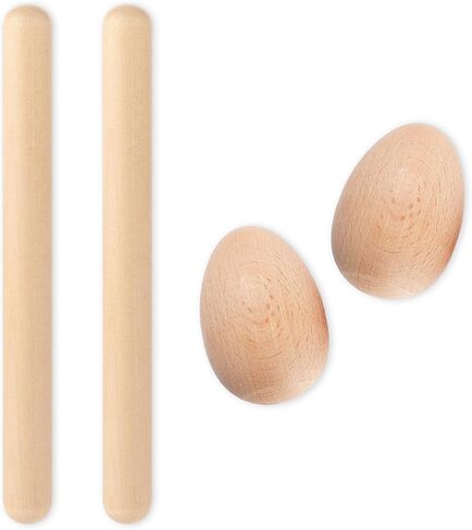 4 Pcs Rhythm Sticks Wood Claves Musical Percussion Instrument Set Includes 2Pcs 8 Inch Rhythm Sticks Wood Claves and 2Pcs Wood Egg Shakers in Saudi Arabia