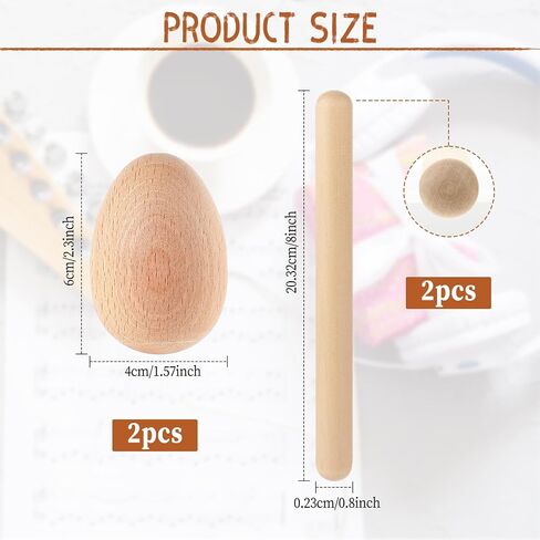 4 Pcs Rhythm Sticks Wood Claves Musical Percussion Instrument Set Includes 2Pcs 8 Inch Rhythm Sticks Wood Claves and 2Pcs Wood Egg Shakers in Saudi Arabia