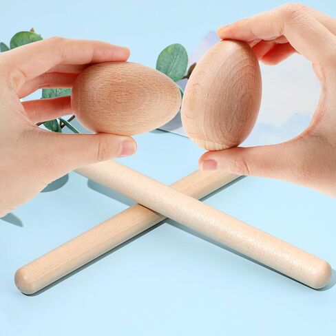 4 Pcs Rhythm Sticks Wood Claves Musical Percussion Instrument Set Includes 2Pcs 8 Inch Rhythm Sticks Wood Claves and 2Pcs Wood Egg Shakers in Saudi Arabia