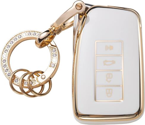 Gematay for Lexus Key Fob Cover with Keychain, Key Shell Cover Holder for Lexus RX ES GS LS NX RS GX LX RC LC Smart Remote Control, White in Saudi Arabia