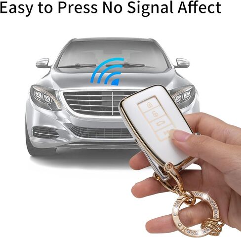 Gematay for Lexus Key Fob Cover with Keychain, Key Shell Cover Holder for Lexus RX ES GS LS NX RS GX LX RC LC Smart Remote Control, White in Saudi Arabia