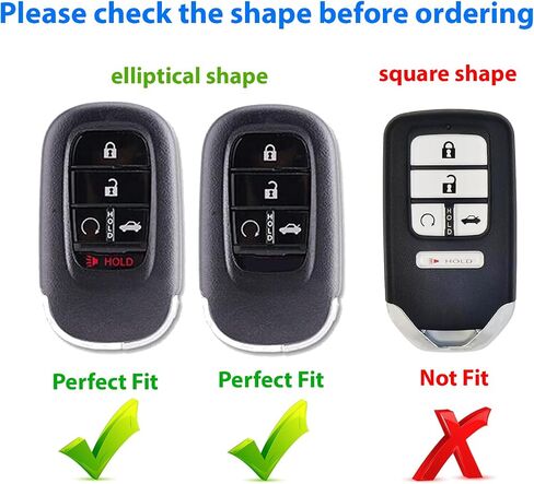 2022 2023 2024 Leather Key Fob Cover, Compatible with Honda Accord Civic HR-V CR-V Pilot Sport SI EX EX-L Touring, No Screw Design Retro Style Smart Key Protector, 4/5 Button(Black) in Kuwait