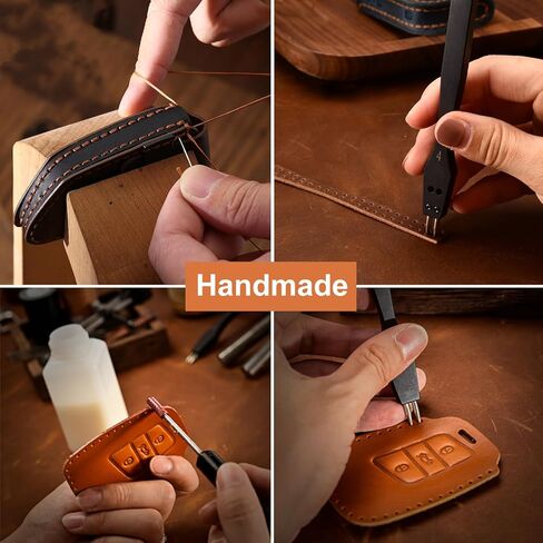 2022 2023 2024 Leather Key Fob Cover, Compatible with Honda Accord Civic HR-V CR-V Pilot Sport SI EX EX-L Touring, No Screw Design Retro Style Smart Key Protector, 4/5 Button(Black) in Kuwait